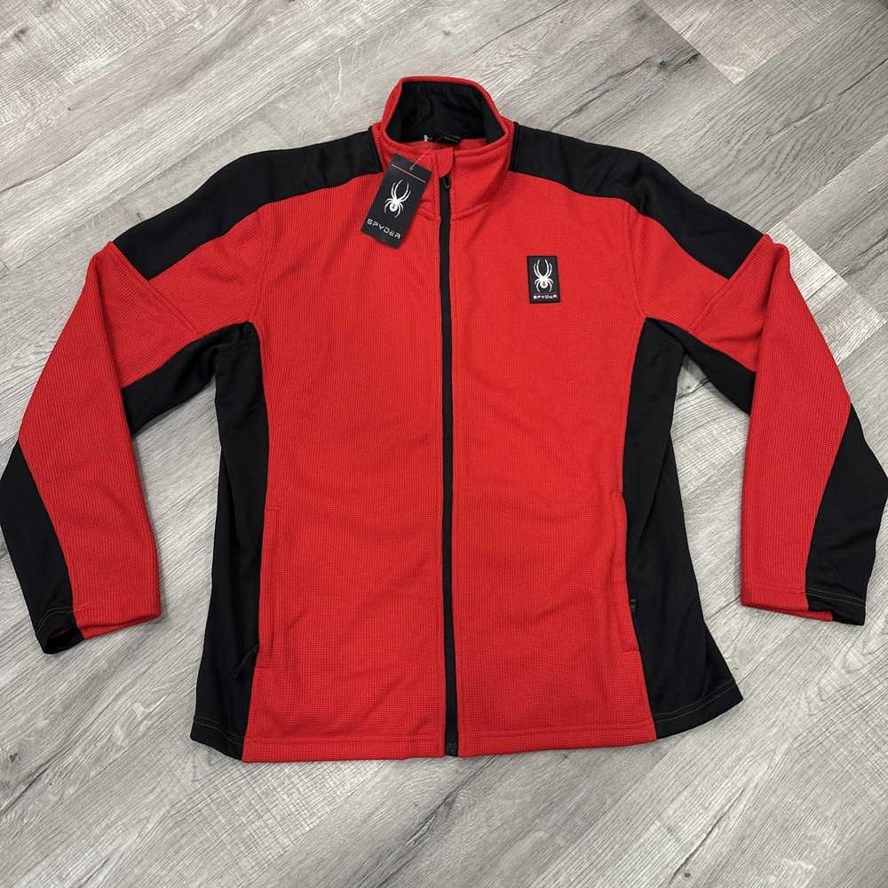 Mens Spyder XL Red Black Full Zip Jacket Coat Outdoor Ski NEW MSRP: $129